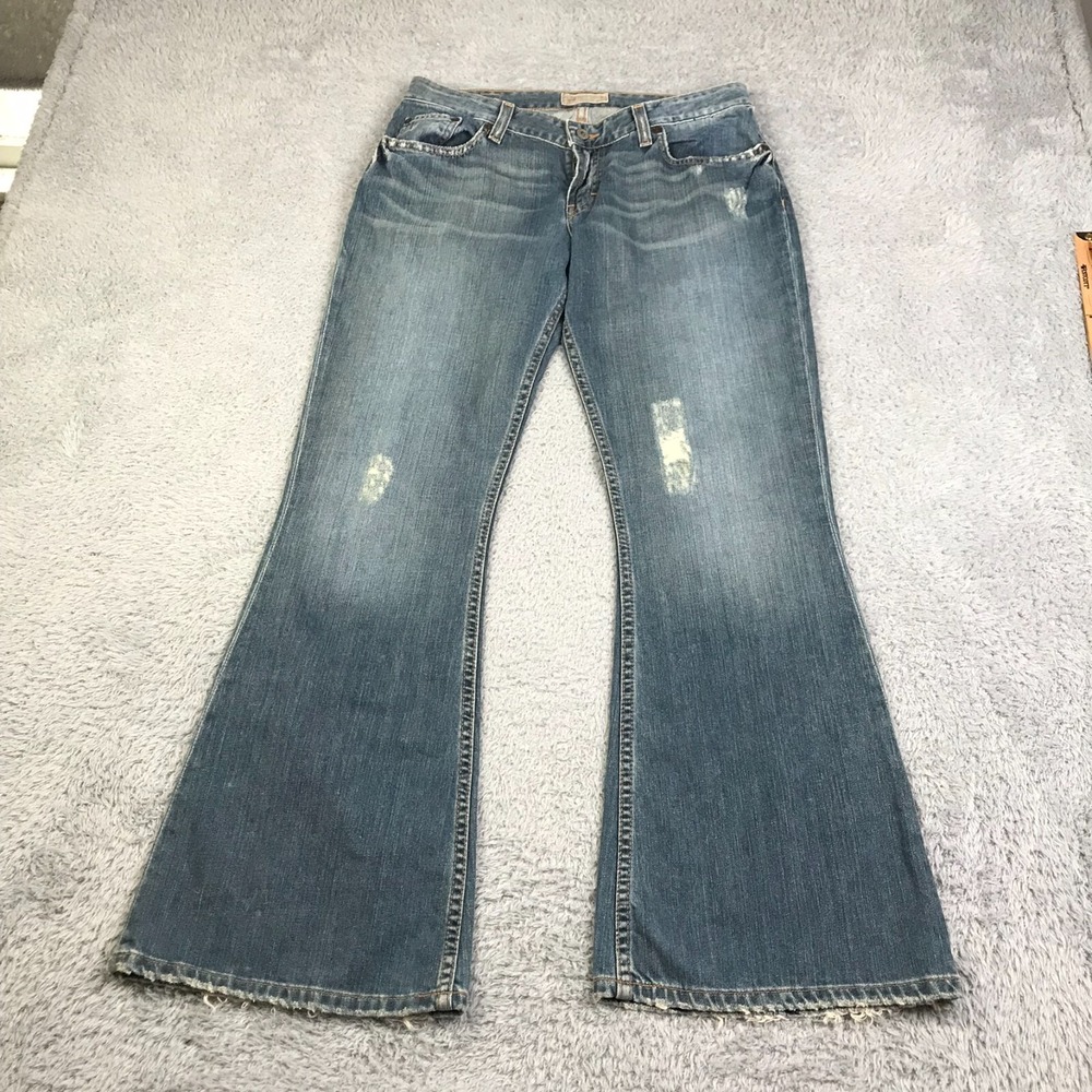 BKE Star Jeans Womens 31 (32x30.5) Distressed Worn Lagoon Flared Deadstock NEW